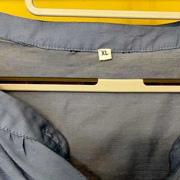 Women size XL Blue long sleeve button up loose fitting shirt. Gently used. - Picture 7 of 15